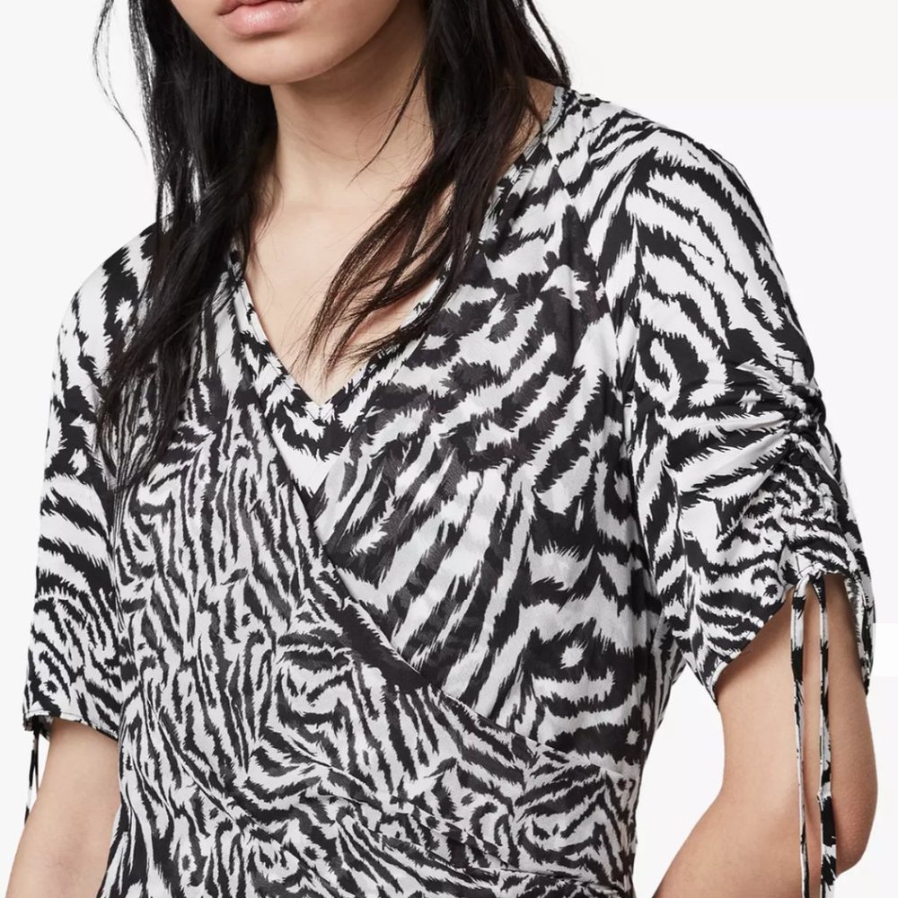 NWOT All Saints zebra print midi dress - Picture 2 of 6